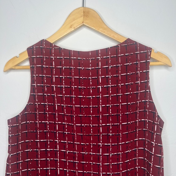 The Limited women's sleeveless blouse, dark red with white & navy windowpane, XS - Picture 7 of 11